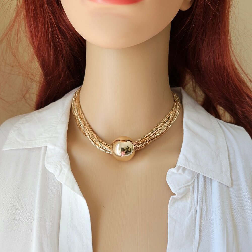 Multi Layer Gold Fashion Ball Choker/ Necklace